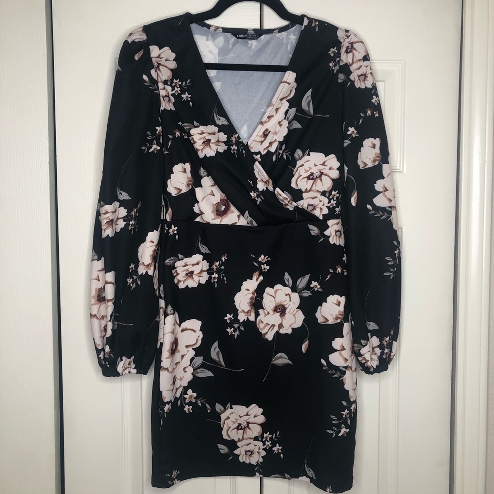 BRAND NEW black floral print dress